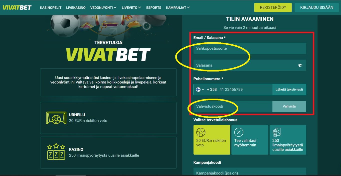 Vivatbet-rekisteröitymistavat pelaajille